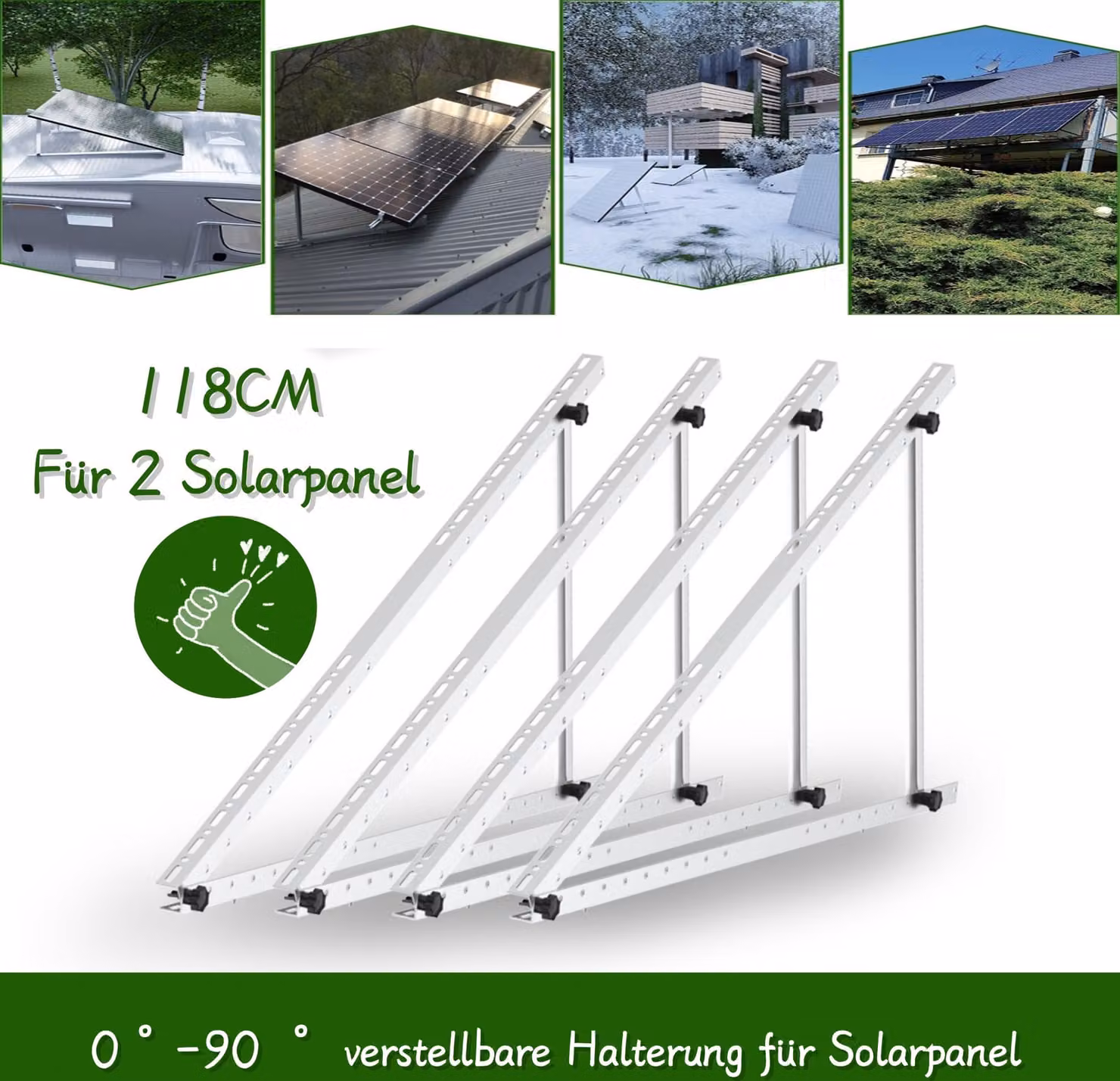 2 coppie di supporti per pannelli solari 118cm tetto piatto per pannelli solari montaggi 46 pollici