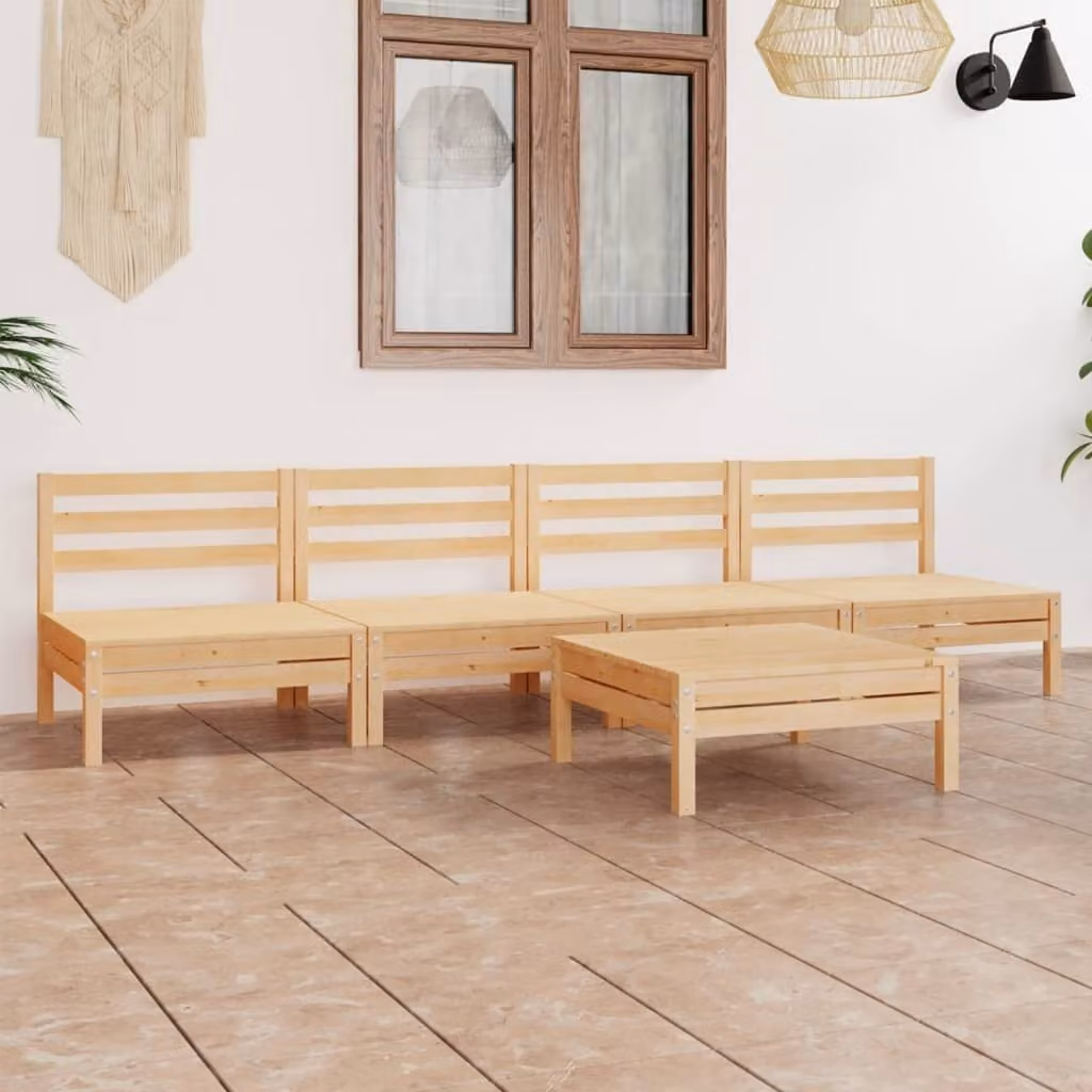Maison Exclusive - Set da esterno per lounge, composto da 5 pezzi, in legno massello di pino