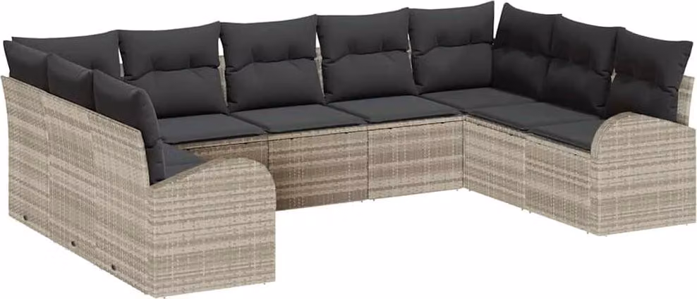 Set di divani con cuscino Grigio chiaro Rattan in Polipropilene