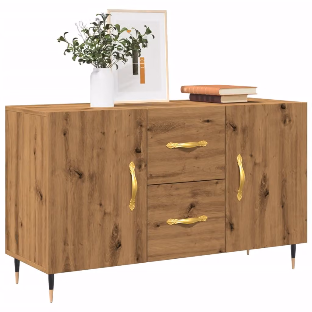 Credenza moderna vidaXL in legno rovere e metallo, colore marrone, L 100 x P 36 x H 60 cm