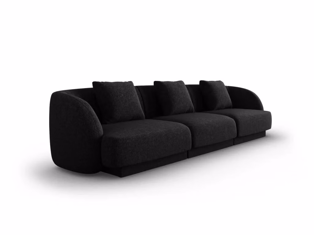 Divano 3 posti Tulum di Cosmopolitan Design in ciniglia nero L: 255 cm, P: 70 cm, H: 90 cm – 2