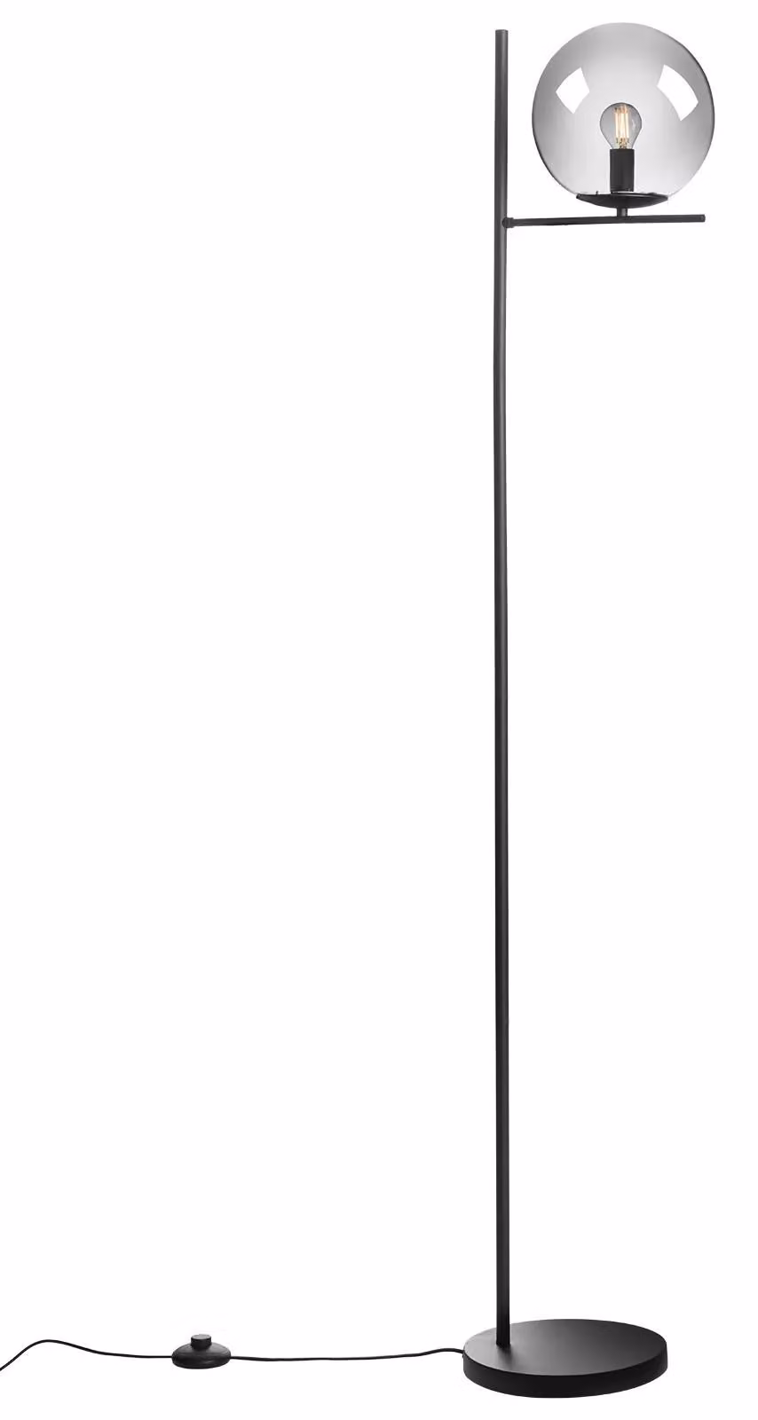 Lampada da terra Smarter BOLDY, 1 x 28W, attacco E14, colore nero/grigio fumo