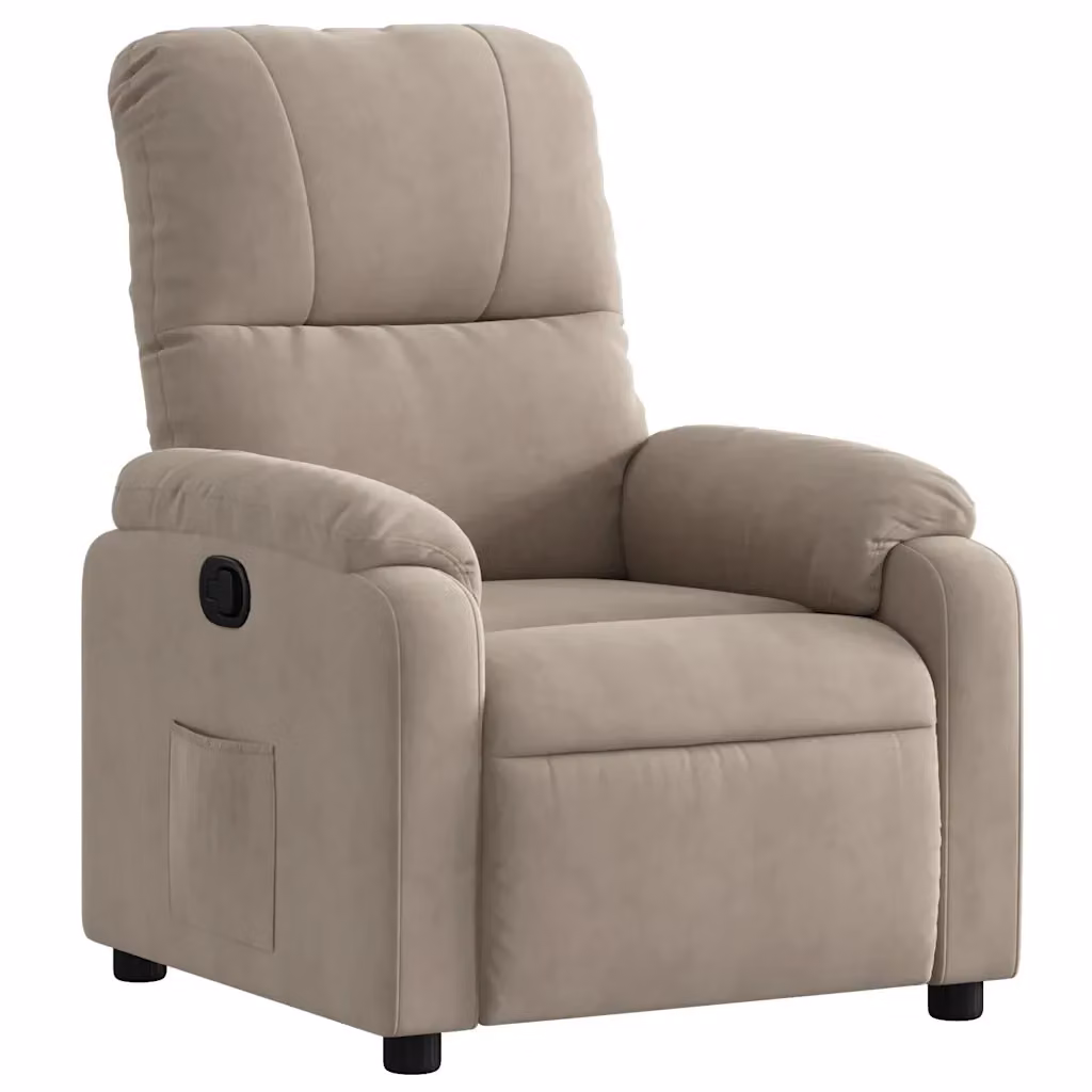 Poltrona Reclinabile Relax vidaXL in Microfibra Beige con Braccioli e Regolazione Manuale – 2