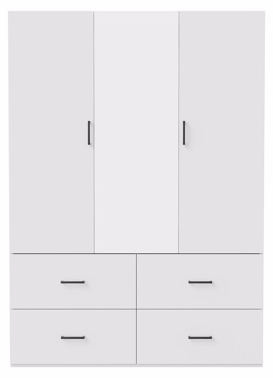 ARMADIO REMZETTA, 130 x 51,8 x 181,5 cm, 3 ante con specchio, 4 cassetti e 2 aste appendiabiti, armadio da ingresso con ampio spazio di stoccaggio, armadio per la camera da letto, bianco
