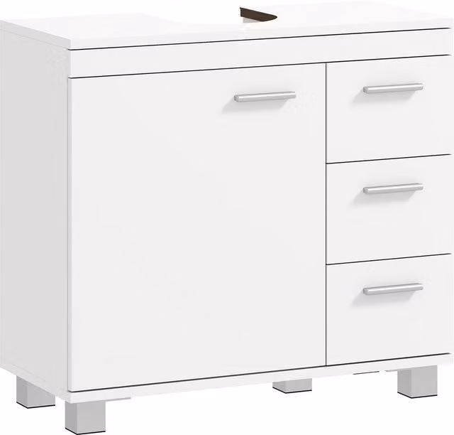 Mobile Sottolavabo Moderno per Bagno HOMCOM con Armadietto, Ripiani e Cassetti, Bianco, L: 70 cm, P: 30 cm, H: 64 cm