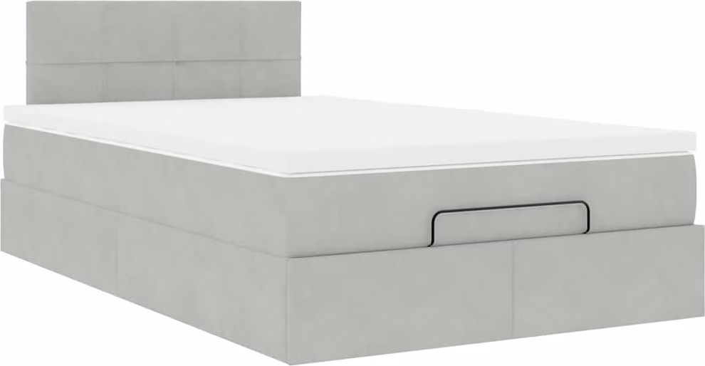 Pouf Letto con Materasso Grigio Chiaro 120x190 cm in Velluto