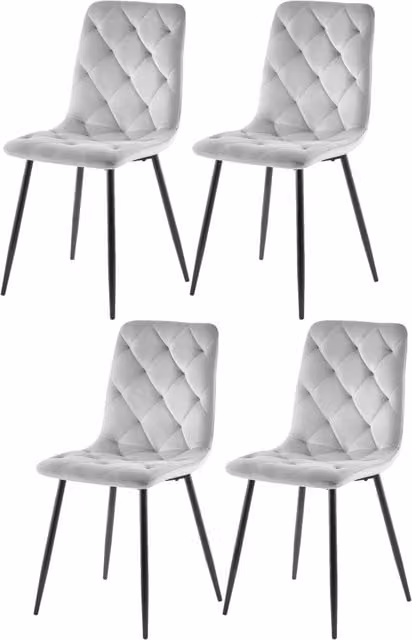 Sedia JERRY CASA VITAL in tessuto velvet grigio chiaro per cucina e sala da pranzo L: 47 cm, P: 47 cm, H: 120 cm