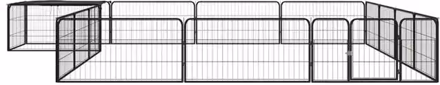 Box per cani con 16 pannelli in acciaio verniciato nero CFW2651305 L: 100 cm, P: 50 cm