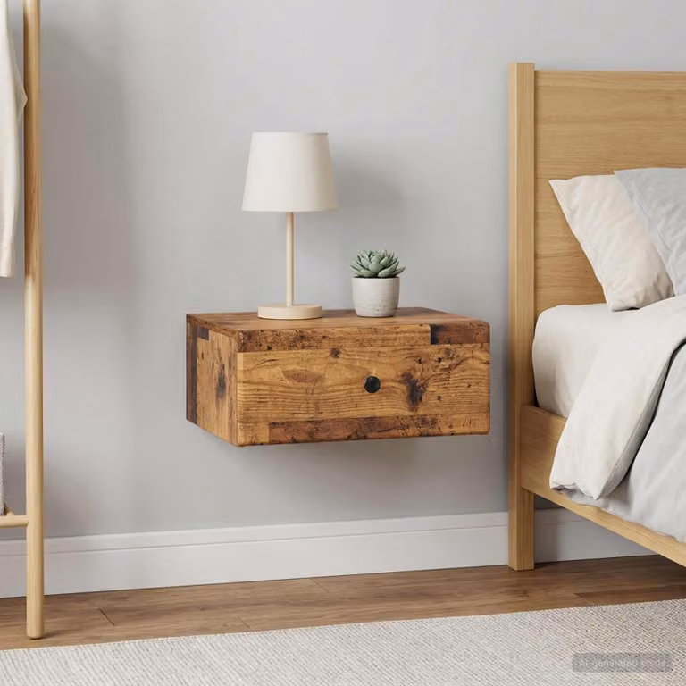Set di 2 comodini sospesi vidaXL in legno antico marrone L 49 cm x P 34,5 cm x H 20 cm