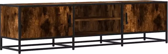 Mobile porta TV moderno con ampio spazio di archiviazione 160 x 35 x 41 cm in legno multistrato rovere fumo 02_0049607