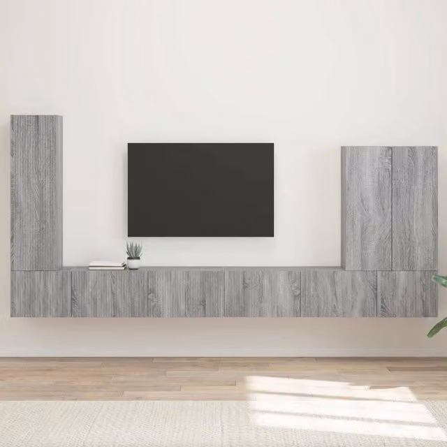 Set di Mobiletto da TV a Parete 6 pz Grigio Sonoma 3408958