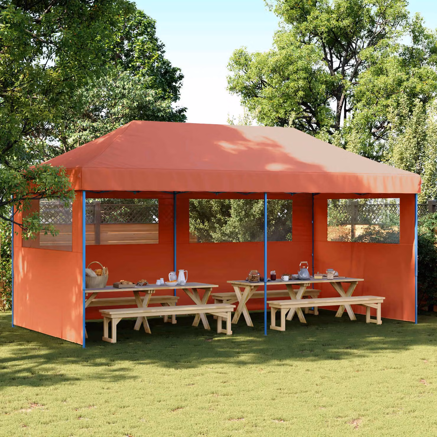 Tenda Party vidaXL in tessuto Oxford color terracotta, L: 580 cm, P: 292 cm, H: 315 cm