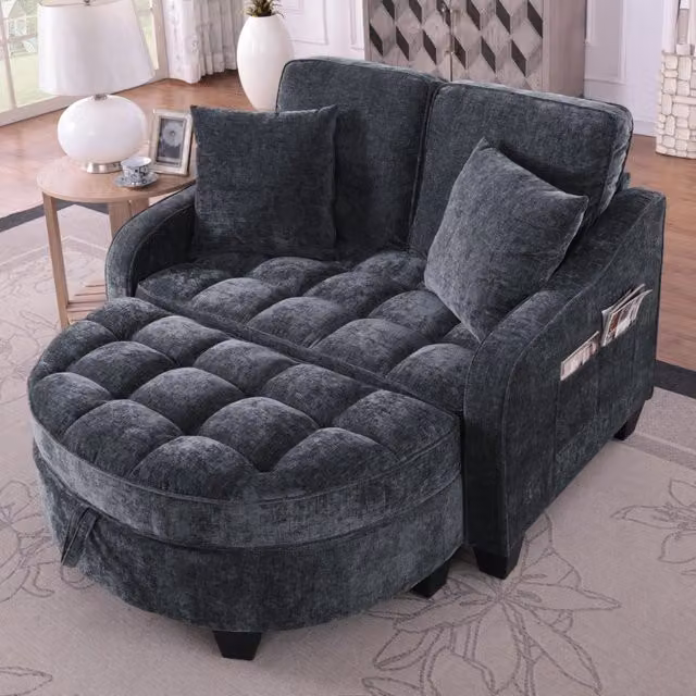 Divano Letto 2 in 1 con Contenitore ¨C MINIMAL ¨C Tessuto Nero