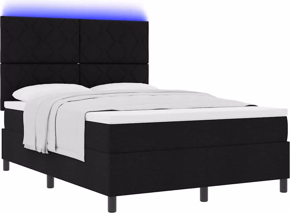Letto a molle con materasso nero 140 x 190 cm in tessuto
