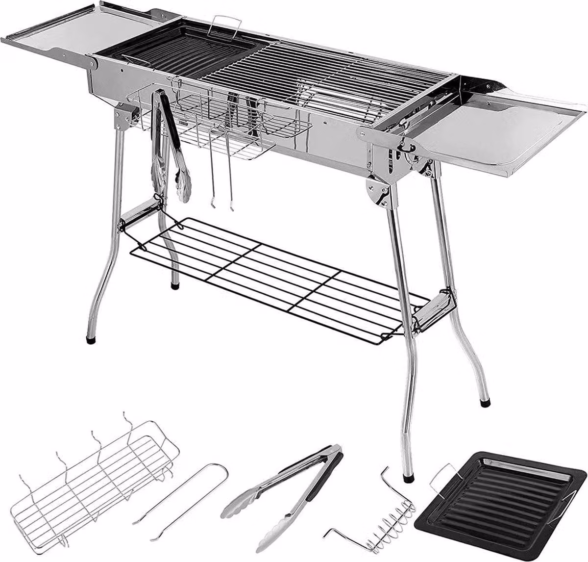 Griglie per barbecue - Barbecue a carbone - Barbecue - Tavolini - Barbecue da campeggio portatili - Griglie per esterni - Acciaio inossidabile