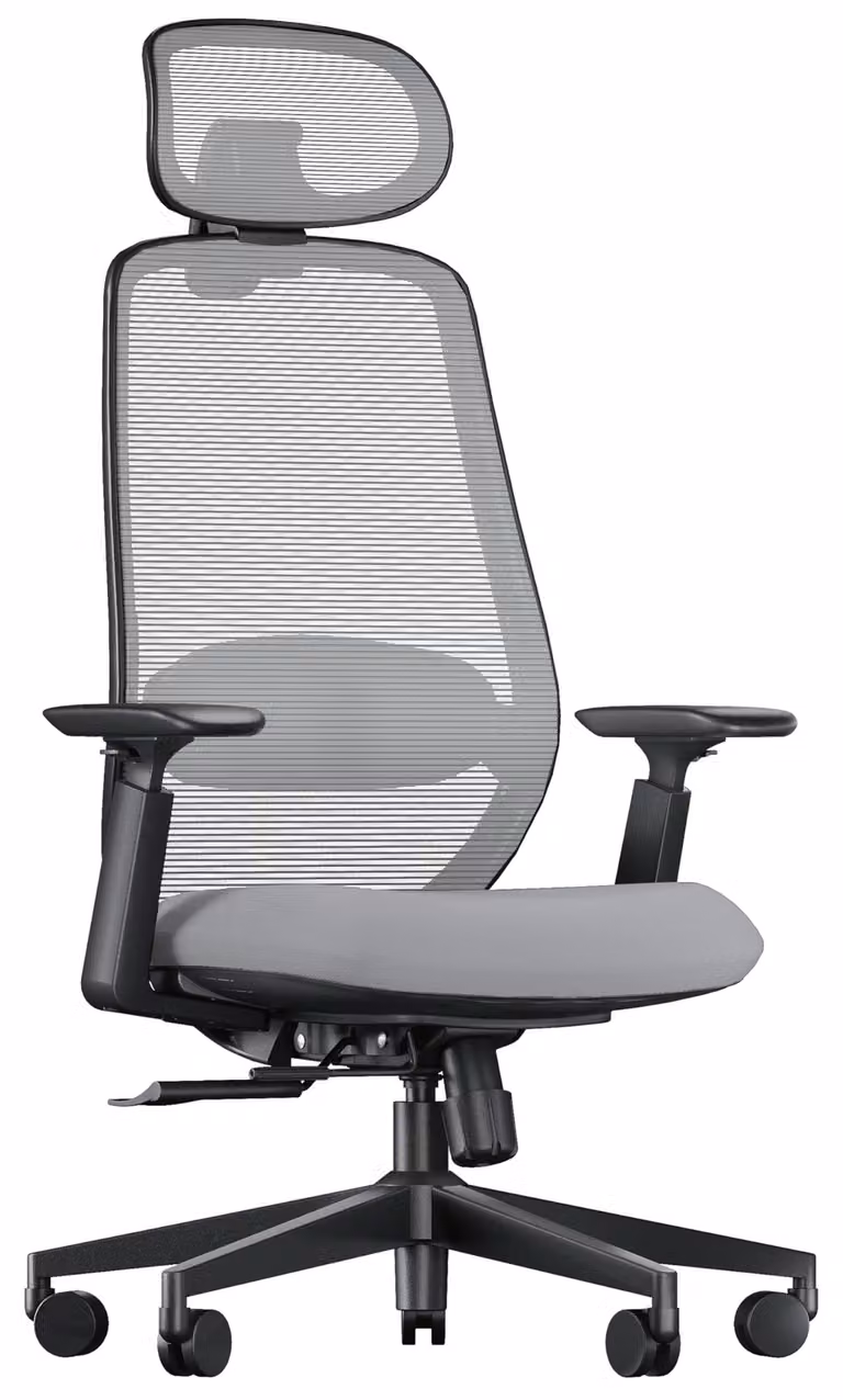 Sedia da ufficio ergonomica, nera, con rivestimento in rete di nylon - supporto lombare regolabile
