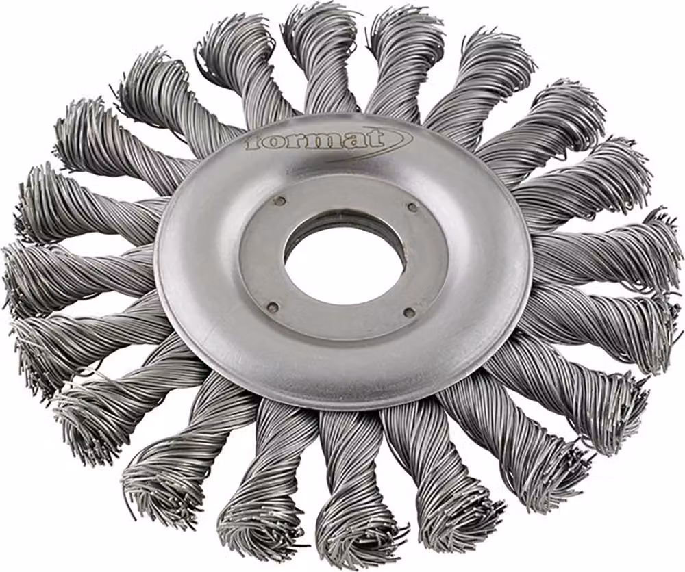 Formato Spazzola rotonda in acciaio inox annodata 115x mm
