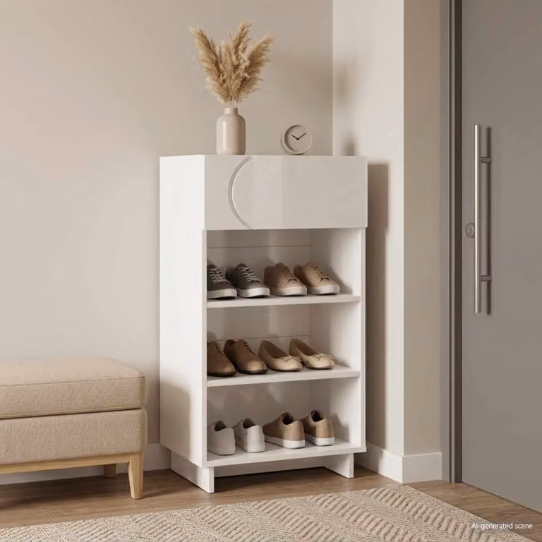 Scarpiera moderna vidaXL in MDF bianco lucido L/P/H: 48 x 38 x 87,5 cm