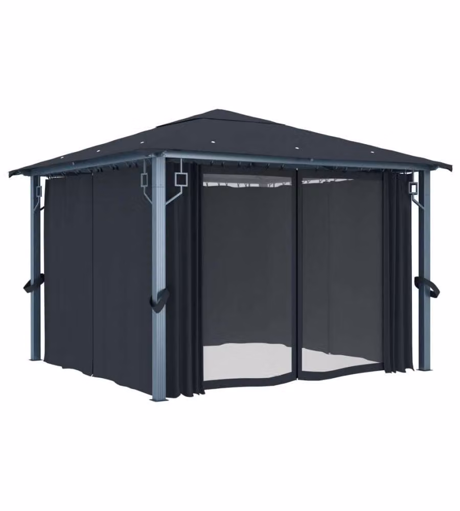 Gazebo con Tenda 300x300 cm Antracite Alluminio