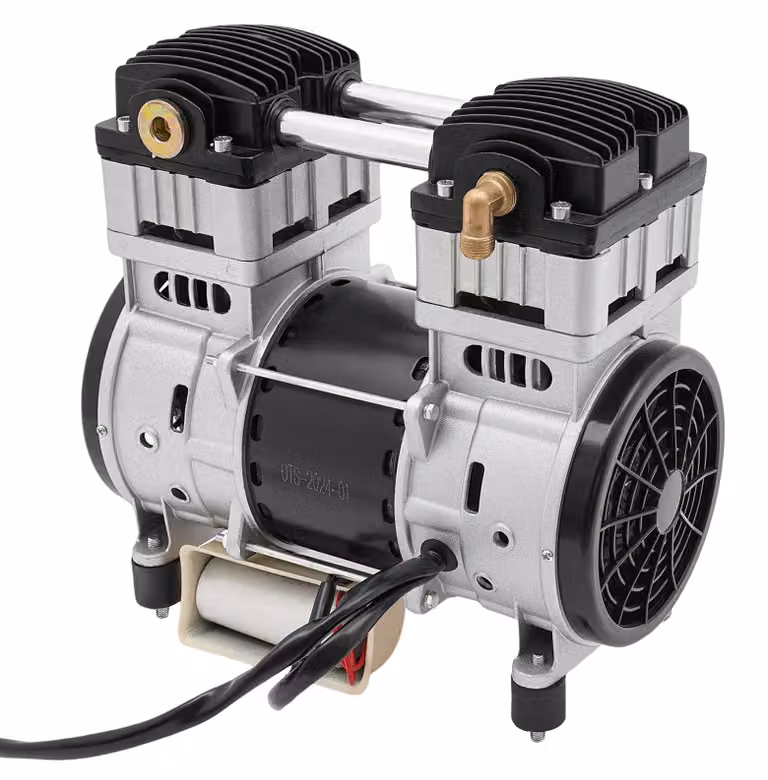 Testa pompa per compressore d'aria - Accessorio compressore elettrico - 1500 W, 220 V - Portata di 140 l/min - 1380 giri/min - Silenzioso, con doppio silenziatore - Ventola di raffreddamento e protezione contro il surriscaldamento - 4 piedini antivibranti