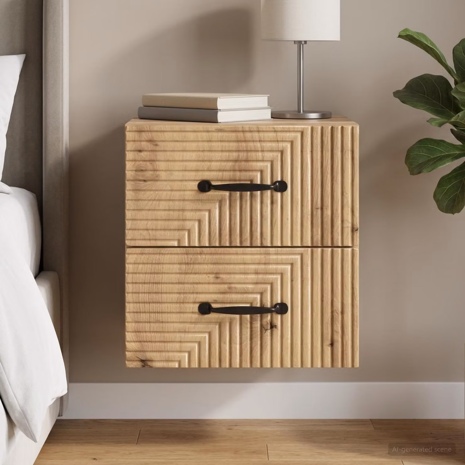 vidaXL Mobiletto da notte sospeso in rovere moderno L: 34,5 cm, P: 33 cm, H: 40 cm