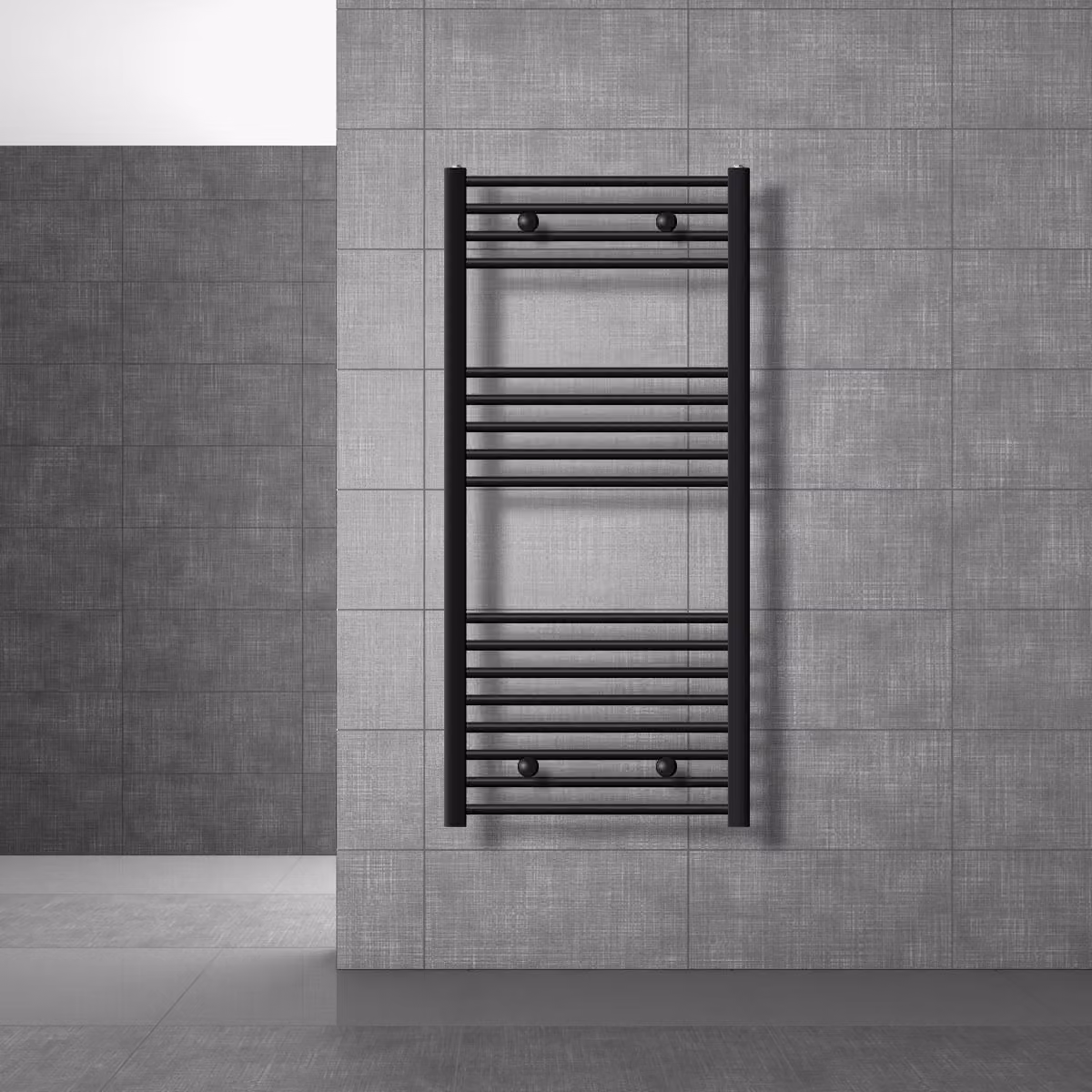 LuxeBath radiatore per bagno Sahara, 600x1200 mm, nero, diritto con attacco laterale, senza elemento riscaldante