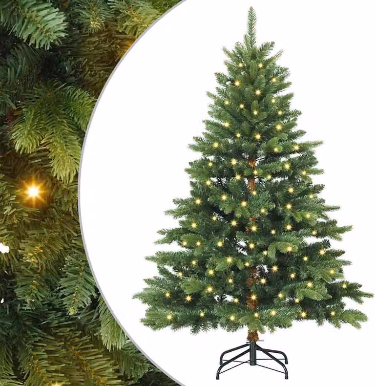 Albero di Natale artificiale con 150 LED Verde 150 cm PE e PVC