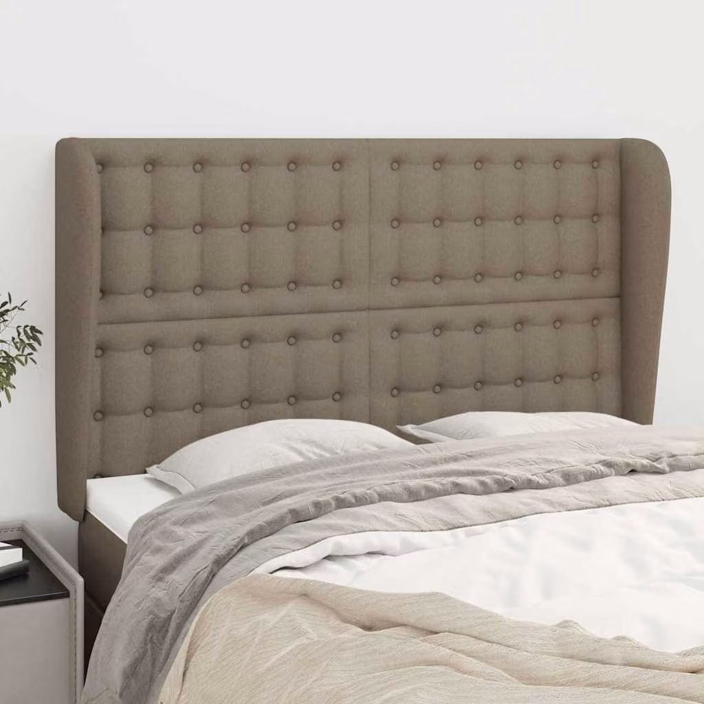Testiera ad Orecchio vidaXL in Tessuto Beige e Grigio L: 147 cm, P: 23 cm, H: 118/128 cm – 1