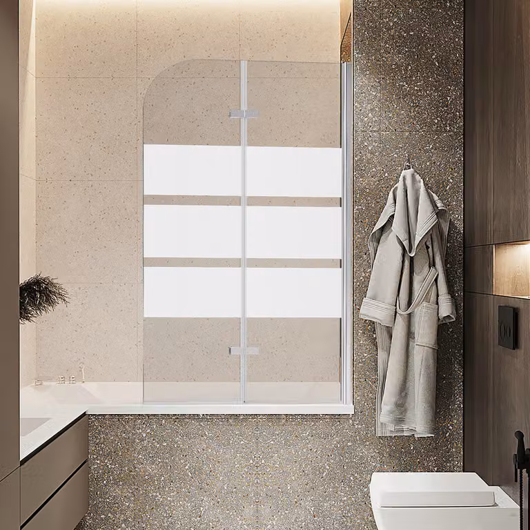 Jopassy cabina doccia schermo pieghevole per vasca da bagno vasca allegato schermo doccia in 6 mm NANO facile pulire vetro 2 pezzi pieghevole 100 * 140 cm bianco