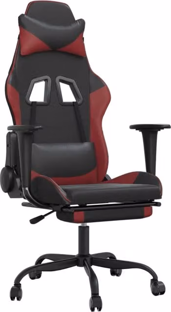 Sedia Gaming Multicolore Nero e Rosso in Similpelle con Poggiatesta e Braccioli