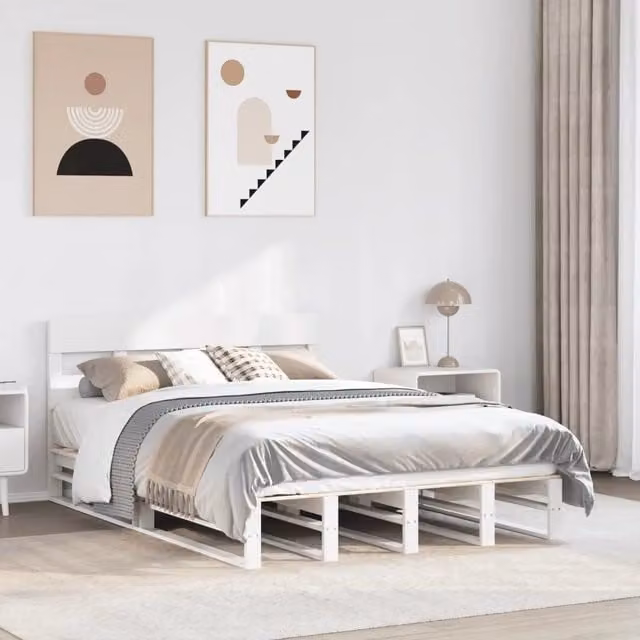 Letto singolo in legno massello di pino bianco vidaXL L/P: 120 x 200 cm – 1