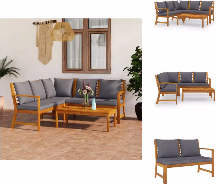 vidaXL Set da salotto da giardino 4 pezzi con cuscini in legno massiccio di acacia - Set di mobili da giardino
