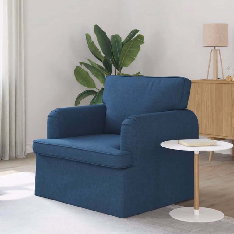 vidaXL Divano Blu in Tessuto con Struttura in Metallo e Rivestimenti Rimovibili L: 84 cm, P: 80 cm, H: 85 cm