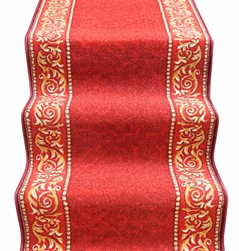 emmevi Tappeto Scala Stile Barocco Corsia Ingresso Corridoio Antiscivolo MOD.Picasso Dis_22 67X950 Bordeaux