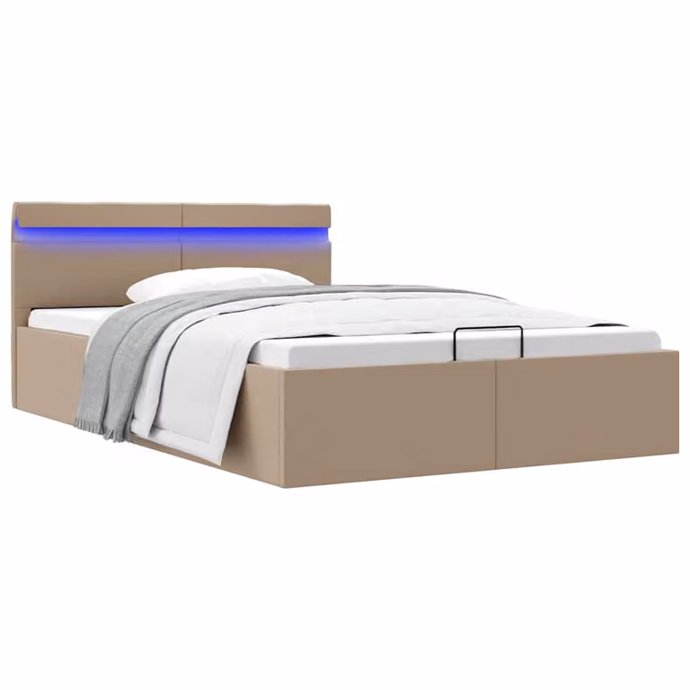 vidaXL Giroletto Idraulico con LED in Similpelle Colore Cappuccino L/P/H: 140 x 200 cm