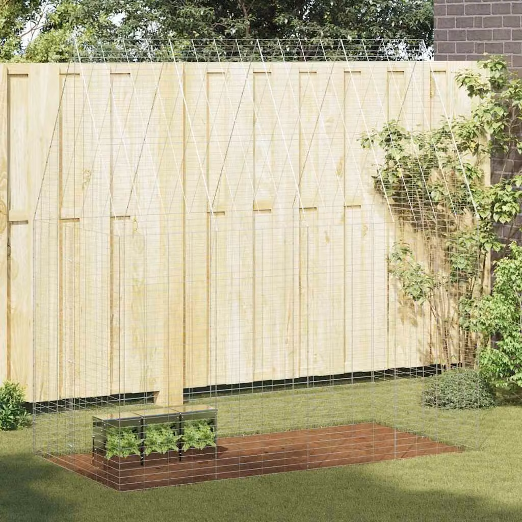 vidaXL Gabbia per Conigli in Acciaio Zincato Argento L: 200 cm, P: 100 cm, H: 210 cm