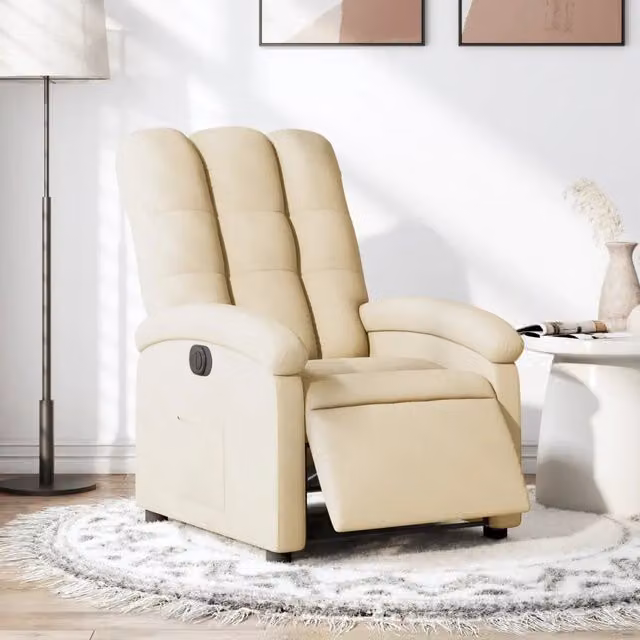 Poltrona elettrica reclinabile relax vidaXL in tessuto beige con braccioli e funzione auto-return