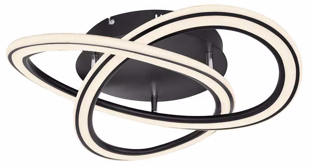 Plafoniera a LED, nera opaca, dimmerabile, 52 cm