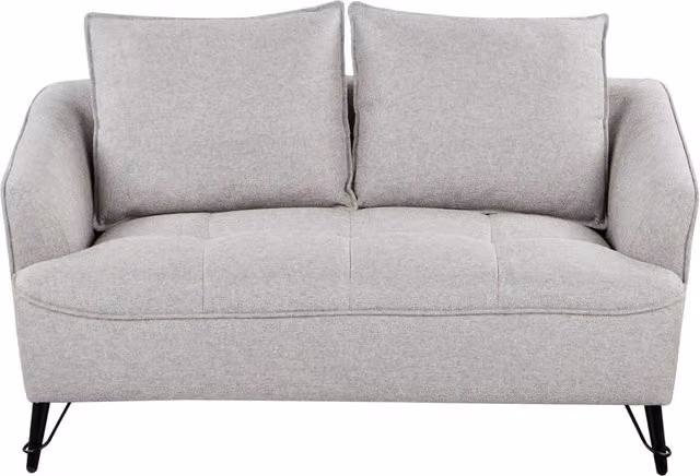 Divano a 2 posti Beliani in tessuto grigio con cuscini aggiuntivi e coperture rimovibili, stile moderno, L: 146 cm, P: 85 cm, H: 87 cm