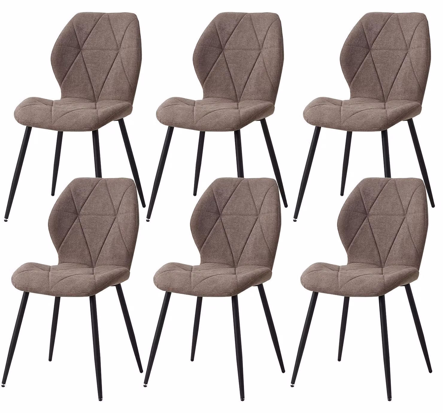 Sedie da pranzo - Set da 6 - Sedie da pranzo in stile moderno e minimalista - Struttura in metallo - Senza braccioli - Da montare autonomamente - Colore marrone
