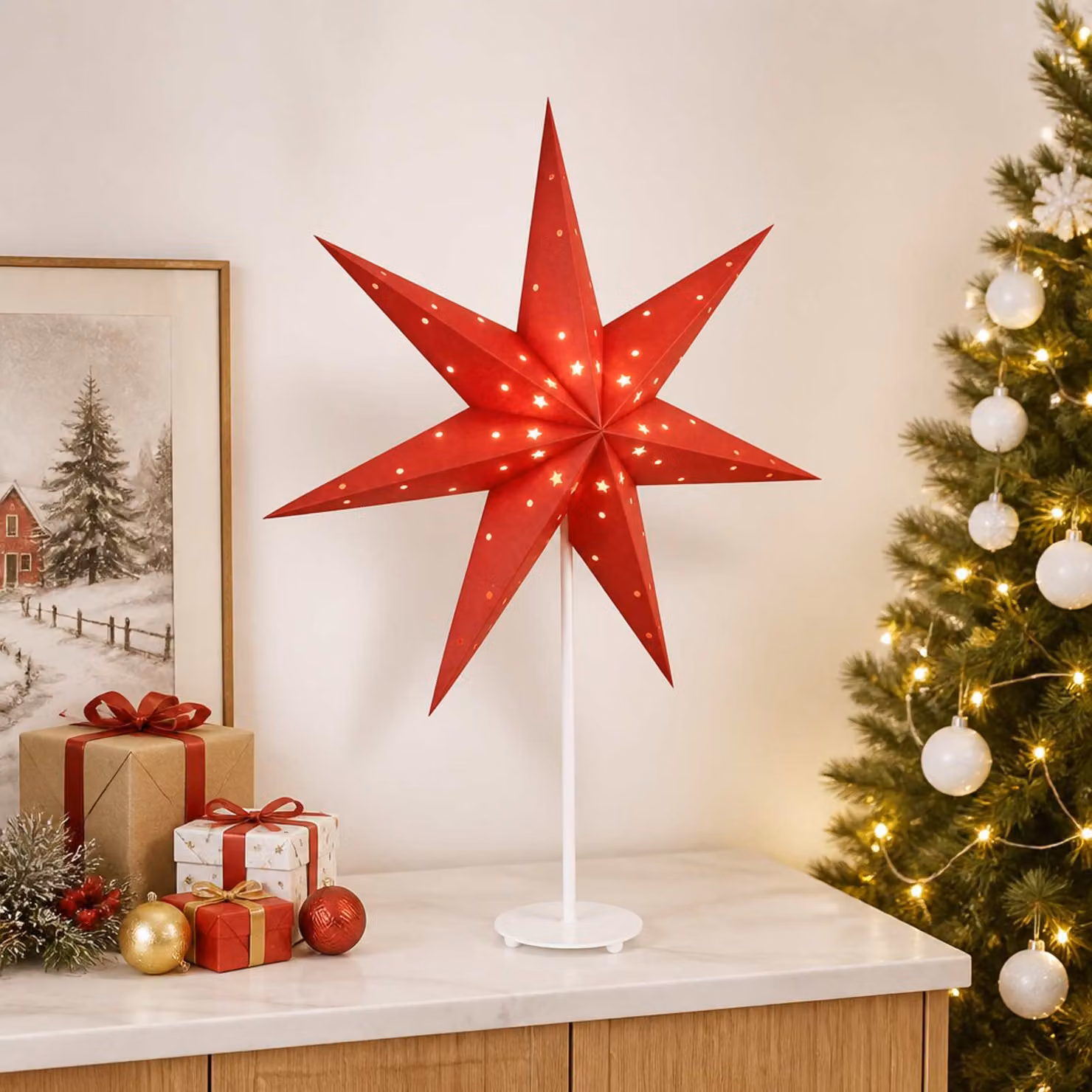 vidaXL Illuminazione Natalizia RAAHE Bianco caldo 35 x 15 x 55 cm