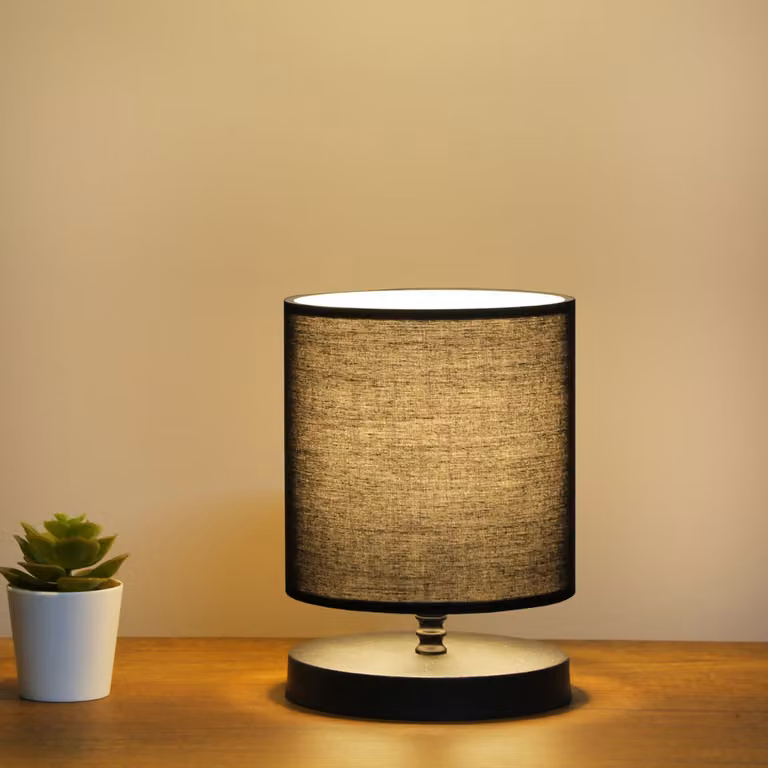Opviq, lampada da tavolo di alta qualità, corpo in tessuto, nera, 15 x 15 x 22 cm | Altezza con cavo: 100 cm | Attacco E14, max. 40 W | Design elegante per interni moderni.