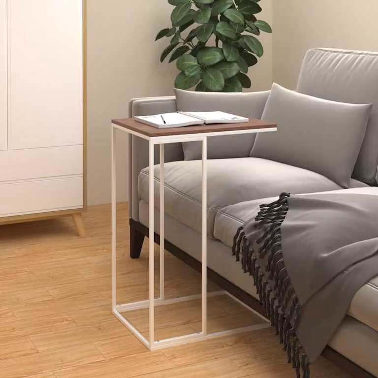 vidaXL Tavolino da Salotto Moderno in Legno e Metallo, Bianco e Marrone, L/P/H: 40 x 30 x 59 cm