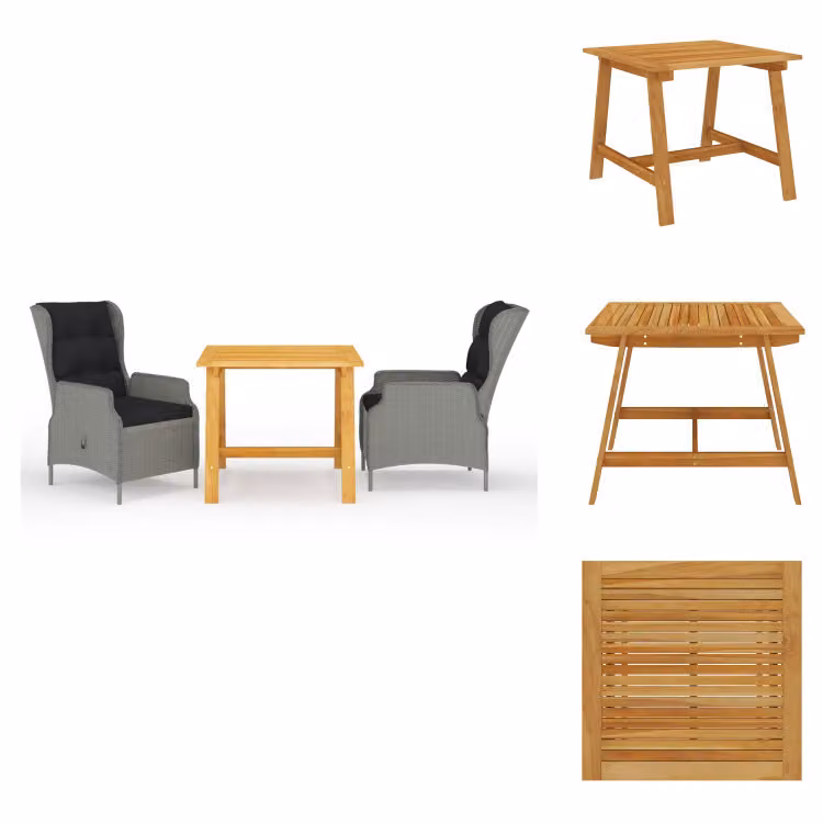 vidaXL Set da pranzo da giardino 3 pezzi grigio chiaro - Set di mobili da giardino