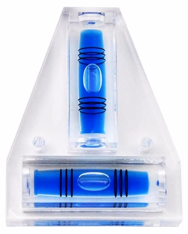 Livella a bolla piccola a forma di T, con custodia trasparente, 84,5 mm, livella portatile per camper, mobili, cornici, lavorazione del legno e treppiedi per fotocamere, colore verde (blu)