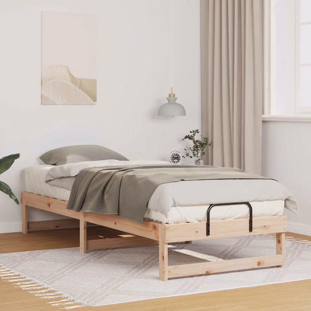 Struttura del letto moderna vidaXL in pino massello marrone L 90 cm x P 210 cm