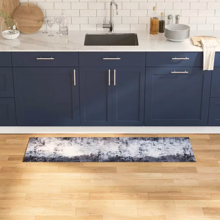 vidaXL Tappeto da Cucina Moderno in Viscosa Grigio, Lavabile e Antiscivolo, L: 150 cm, P: 45 cm