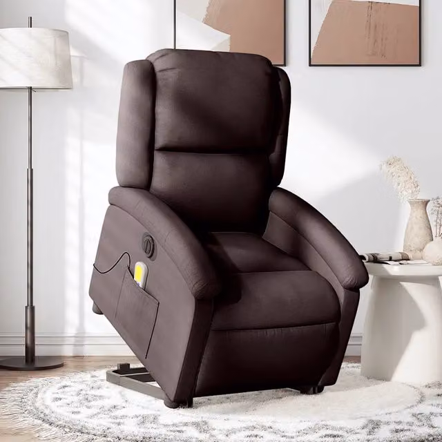 Poltrona Alzapersona con Assistenza Elettrica vidaXL Marrone con Braccioli e Imbottitura in Tessuto