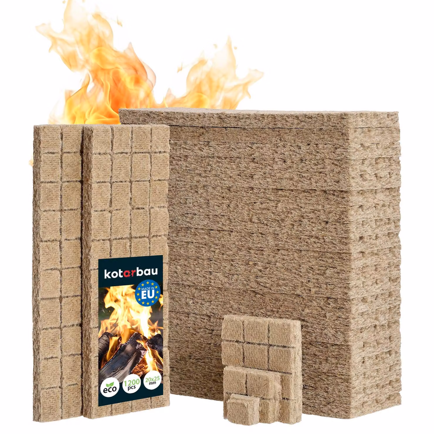 KOTARBAU® 1200 Pz Accendifuoco Cubetti Lana di Legno Naturale Per Griglia Caminetto Stufa Barbecue Riccioli Accendifuoco Facile Da Usare Innesco Fuoco