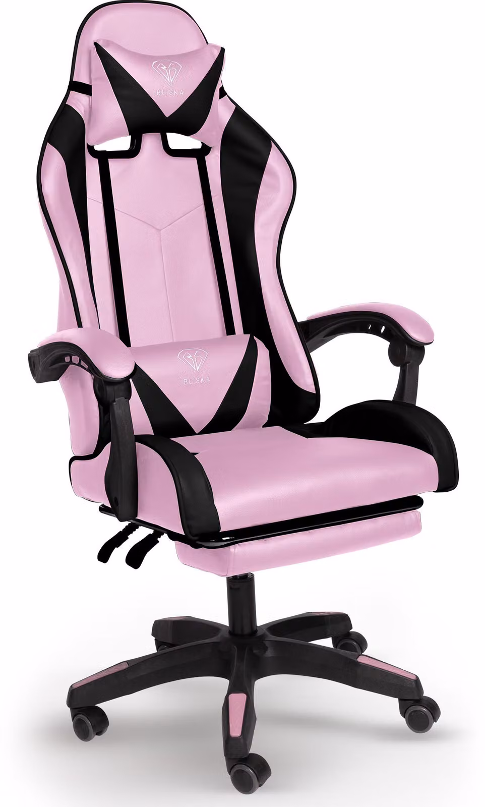 Poltrona direzionale, sedia da ufficio, sedia da gaming, sedia da ufficio sportiva, colore: rosa/nero